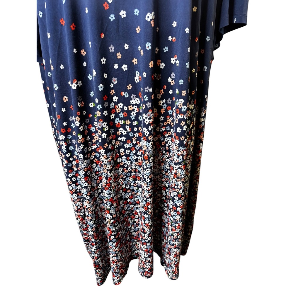 Michael Kors Navy Blue Floral Ditsy Print Shift Dress Womens 3X Plus Size - Picture 3 of 12